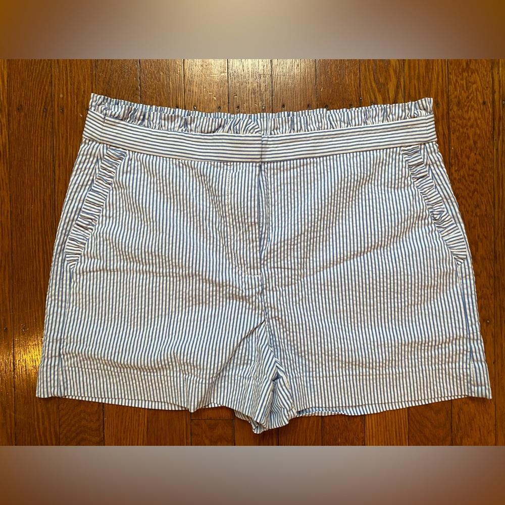 J.Crew Factory blue seersucker shorts